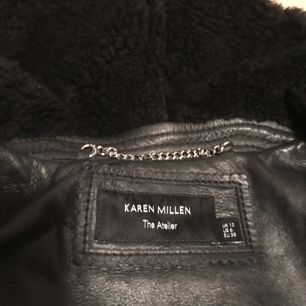 Karen Millen real shearling aviator jacket, EUC! - Picture 4 of 6
